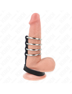 KINK 4 ANILLOS PENE METAL 38 CM CONECTADOS CON CORREA DE CUERO 22 X 15 CM Y CIERRE A PRESIAN