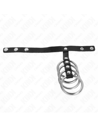 KINK 4 ANILLOS PENE METAL 38 CM CONECTADOS CON CORREA DE CUERO 22 X 15 CM Y CIERRE A PRESIAN
