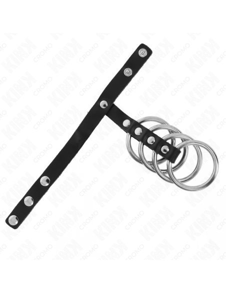 KINK 4 ANILLOS PENE METAL 38 CM CONECTADOS CON CORREA DE CUERO 22 X 15 CM Y CIERRE A PRESIAN