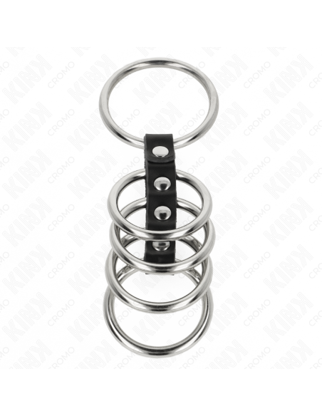 KINK 5 ANILLOS PENE 37 CM A 5 CM METAL CONECTADOS POR CUERO KINK 5 ANILLOS PENE 37 CM A 5 CM METAL CONECTADOS POR CUERO