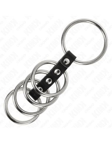 KINK 5 ANILLOS PENE 37 CM A 5 CM METAL CONECTADOS POR CUERO
