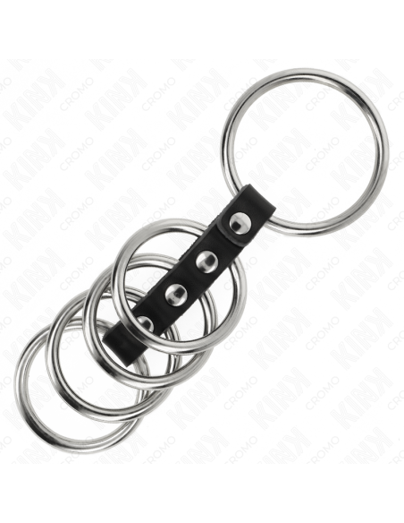 KINK 5 ANILLOS PENE 37 CM A 5 CM METAL CONECTADOS POR CUERO