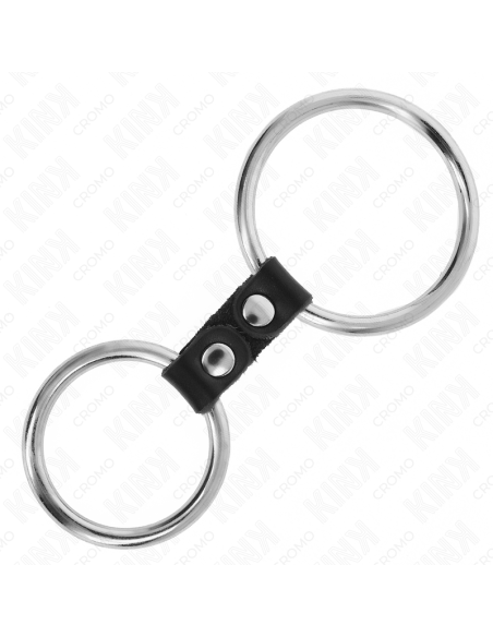 KINK ANILLO PENE DOBLE METAL 37 CM A 5 CM CONECTADOS POR CORREA POLIPIEL MODELO 2