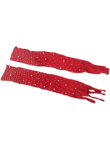 SUBBLIME 952181 BODYSTOCKING DE REJILLA CON GUANTES Y DIAMANTES ROJO TALLA ANICA