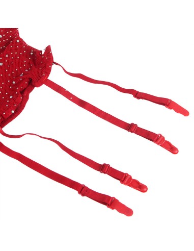 SUBBLIME 952181 BODYSTOCKING DE REJILLA CON GUANTES Y DIAMANTES ROJO TALLA ANICA