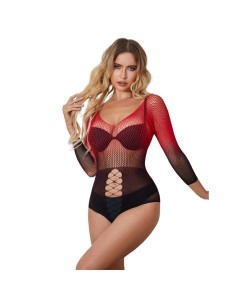 SUBBLIME 952259 BODYSTOCKING DE REJILLA ELSTICO MANGA LARGA DEGRADADO ROJO Y NEGRO TALLA ANICA
