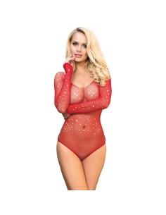 SUBBLIME 952303 BODYSTOCKING DE REJILLA BRILLANTE CON HOMBROS DESCUBIERTOS MANGA LARGA ROJO TALLA ANICA