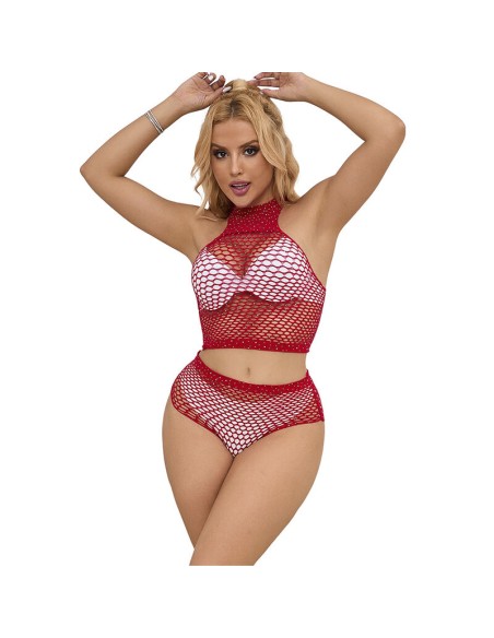 SUBBLIME 952402 BODYSTOCKING CONJUNTO DE REJILLA CON BRILLANTES ROJO TALLA ANICA