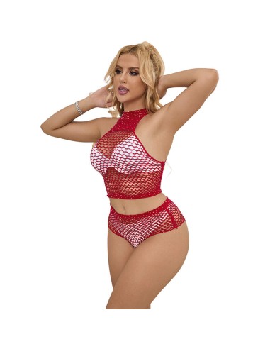 SUBBLIME 952402 BODYSTOCKING CONJUNTO DE REJILLA CON BRILLANTES ROJO TALLA ANICA