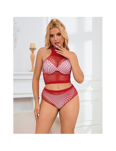 SUBBLIME 952402 BODYSTOCKING CONJUNTO DE REJILLA CON BRILLANTES ROJO TALLA ANICA