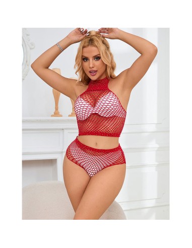 SUBBLIME 952402 BODYSTOCKING CONJUNTO DE REJILLA CON BRILLANTES ROJO TALLA ANICA