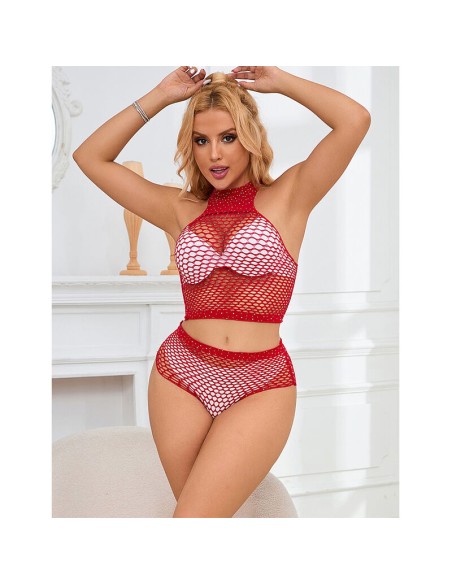 SUBBLIME 952402 BODYSTOCKING CONJUNTO DE REJILLA CON BRILLANTES ROJO TALLA ANICA