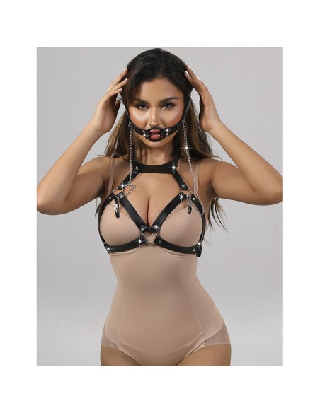 SUBBLIME 953720 PINZAS PARA EL PECHO CON CORREA DE CUERO BONDAGE NEGRO TALLA ANICA