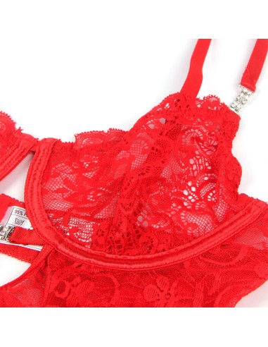 SUBBLIME 954208 BABYDOLL DE ENCAJE CON TIRANTES AJUSTABLES ROJO S M