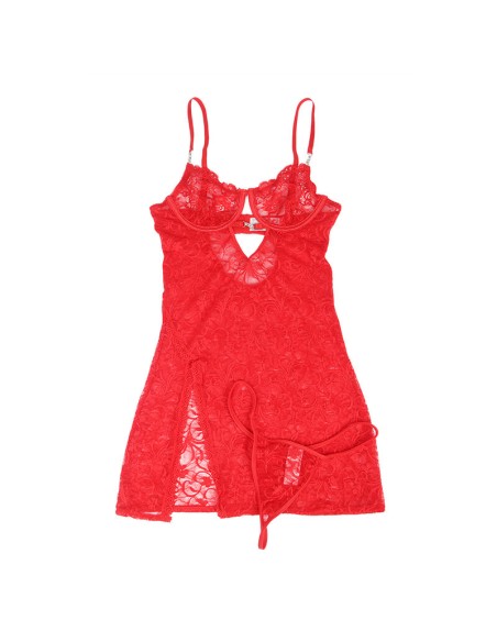 SUBBLIME 954215 BABYDOLL DE ENCAJE CON TIRANTES AJUSTABLES ROJO L XL