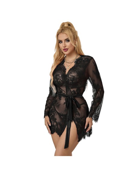 SUBBLIME 953768 CAMISAN DE ENCAJE TANGA NEGRO L XL