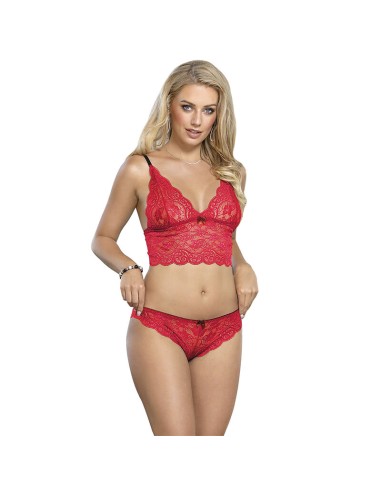 SUBBLIME 953898 CAMISAN DE SEDA Y ENCAJE PANTIES ROJO S M