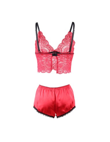 SUBBLIME 953898 CAMISAN DE SEDA Y ENCAJE PANTIES ROJO S M