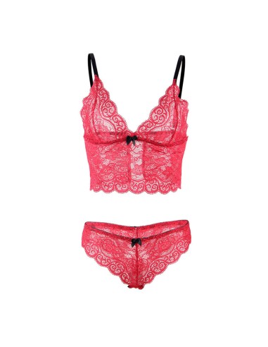 SUBBLIME 953904 CAMISAN DE SEDA Y ENCAJE PANTIES ROJO L XL