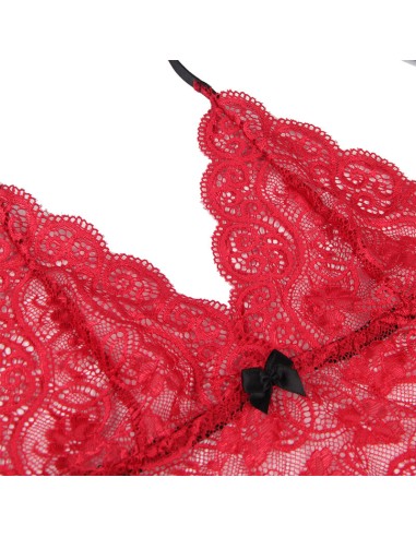 SUBBLIME 953904 CAMISAN DE SEDA Y ENCAJE PANTIES ROJO L XL
