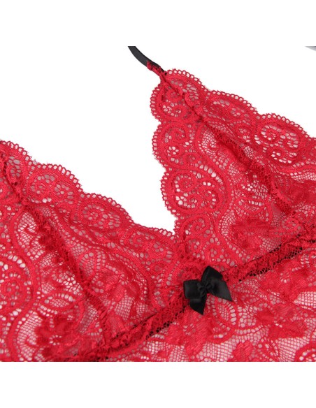 SUBBLIME 953904 CAMISAN DE SEDA Y ENCAJE PANTIES ROJO L XL