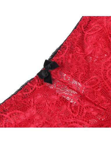 SUBBLIME 953904 CAMISAN DE SEDA Y ENCAJE PANTIES ROJO L XL