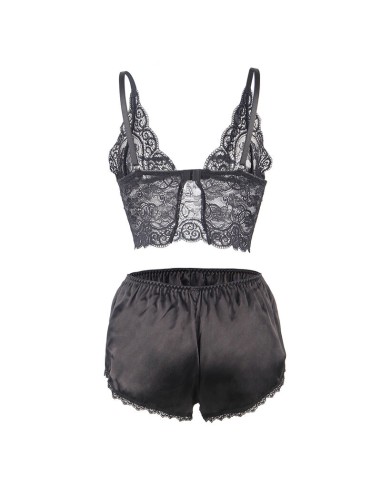 SUBBLIME 953928 CAMISAN DE SEDA Y ENCAJE PANTIES NEGRO L XL