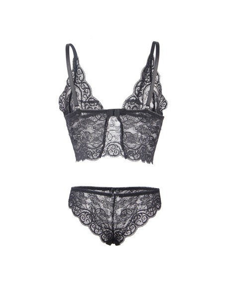 SUBBLIME 953928 CAMISAN DE SEDA Y ENCAJE PANTIES NEGRO L XL