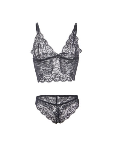 SUBBLIME 953928 CAMISAN DE SEDA Y ENCAJE PANTIES NEGRO L XL