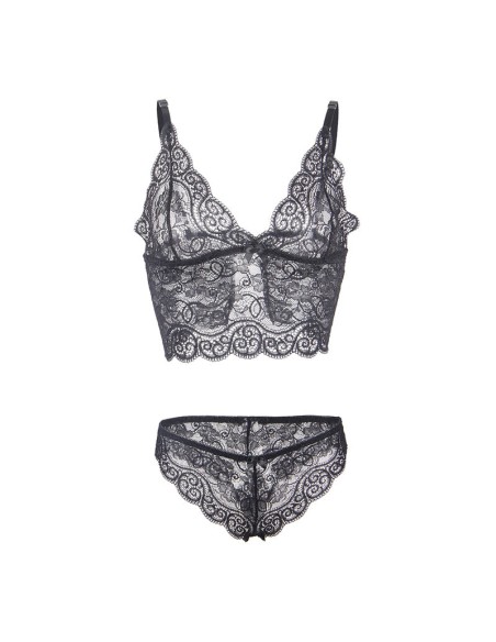 SUBBLIME 953928 CAMISAN DE SEDA Y ENCAJE PANTIES NEGRO L XL