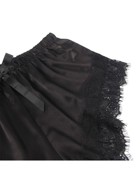 SUBBLIME 953942 CAMISAN INFORMAL DE SEDA PANTALAN ENCAJE NEGRO L XL