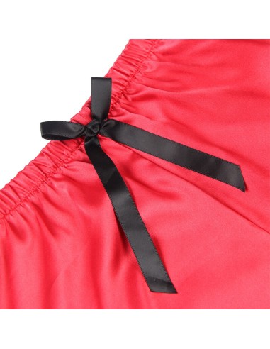 SUBBLIME 953959 CAMISAN INFORMAL DE SEDA PANTALAN ENCAJE NEGRO ROJO S M