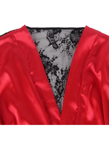 SUBBLIME 954017 CAMISOLA DE ENCAJE ESPALDA TRANSPARENTE TANGA ROJO NEGRO S M