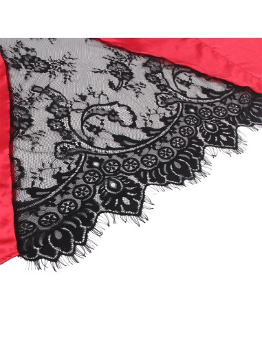 SUBBLIME 954024 CAMISOLA DE ENCAJE ESPALDA TRANSPARENTE TANGA ROJO NEGRO L XL