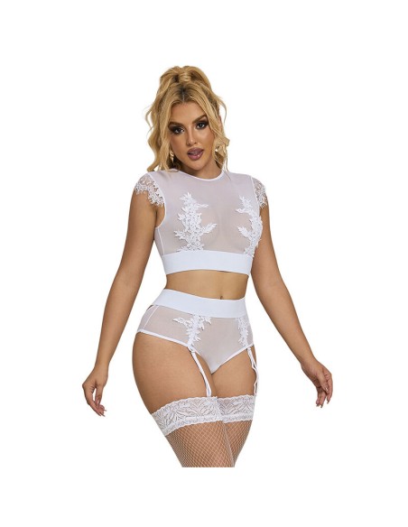 SUBBLIME 954031 SUJETADOR PANTIES CON LIGUERO BLANCO S M