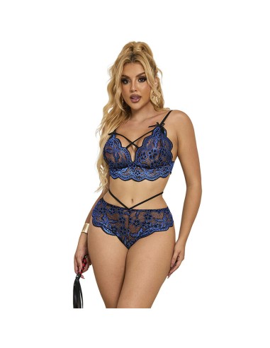 SUBBLIME 954062 SUJETADOR PANTIES ENCAJE AZUL S M
