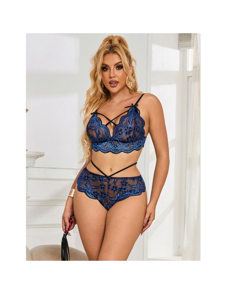 SUBBLIME 954062 SUJETADOR PANTIES ENCAJE AZUL S M