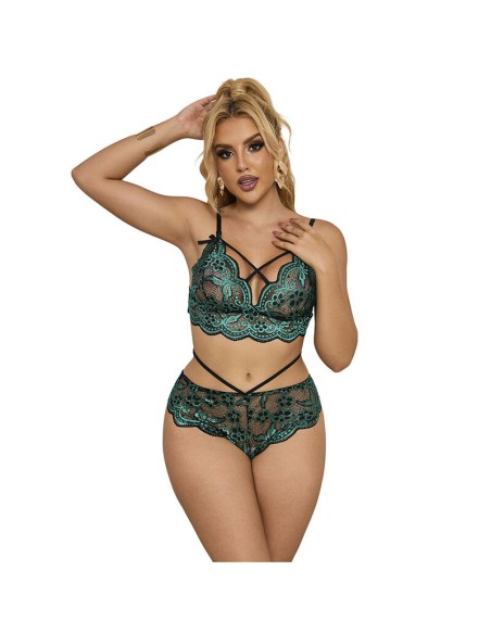 SUBBLIME 954086 SUJETADOR PANTIES ENCAJE VERDE S M