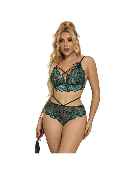 SUBBLIME 954086 SUJETADOR PANTIES ENCAJE VERDE S M