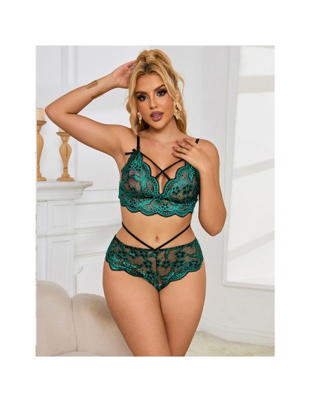 SUBBLIME 954086 SUJETADOR PANTIES ENCAJE VERDE S M