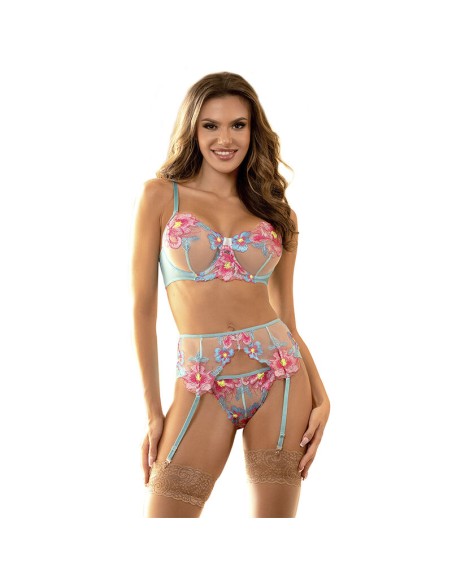 SUBBLIME 954109 SUJETADOR PANTIES CON LIGUERO DISEAO FLORAL AZUL S M