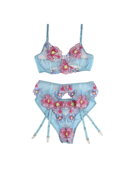 SUBBLIME 954109 SUJETADOR PANTIES CON LIGUERO DISEAO FLORAL AZUL S M