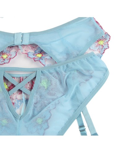 SUBBLIME 954109 SUJETADOR PANTIES CON LIGUERO DISEAO FLORAL AZUL S M