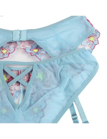 SUBBLIME 954109 SUJETADOR PANTIES CON LIGUERO DISEAO FLORAL AZUL S M