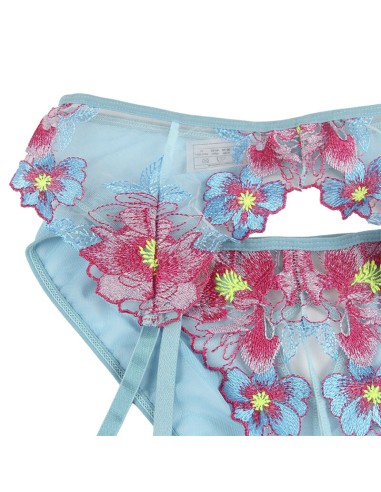 SUBBLIME 954109 SUJETADOR PANTIES CON LIGUERO DISEAO FLORAL AZUL S M
