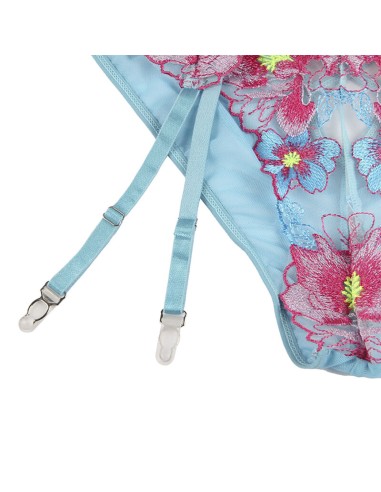 SUBBLIME 954116 SUJETADOR PANTIES CON LIGUERO DISEAO FLORAL AZUL L XL