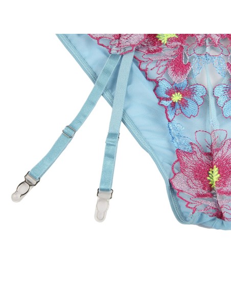 SUBBLIME 954116 SUJETADOR PANTIES CON LIGUERO DISEAO FLORAL AZUL L XL
