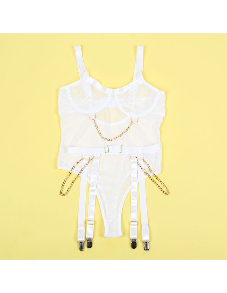 SUBBLIME 954284 BODY CON CADENAS LIGUEROS BLANCO S M