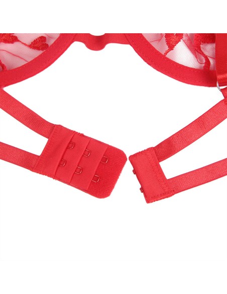 SUBBLIME 954321 SUJETADOR TANGA LIGUEROS ESTAMPADO DE CORAZONES ROJO S M