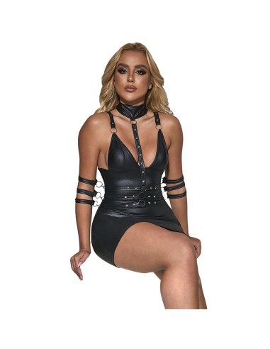 SUBBLIME 954406 VESTIDO BONDAGE DE CUERO NEGRO S M